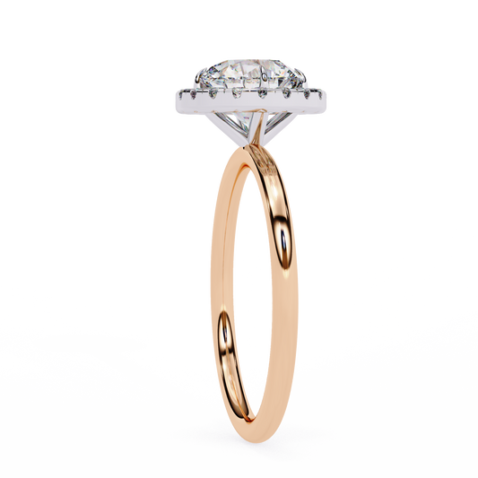 Round Brilliant Diamond Halo Moissanite Diamond Ring - View 2