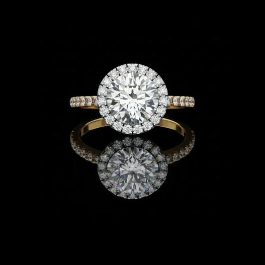 Round Brilliant Diamond Halo Moissanite Diamond Ring