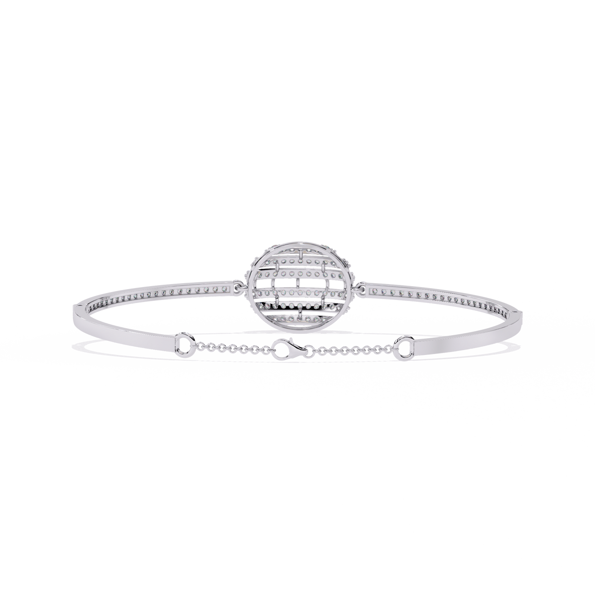 Round Lab Diamond Celestial Sphere Pave Centerpiece Bangle Bracelet - View 10