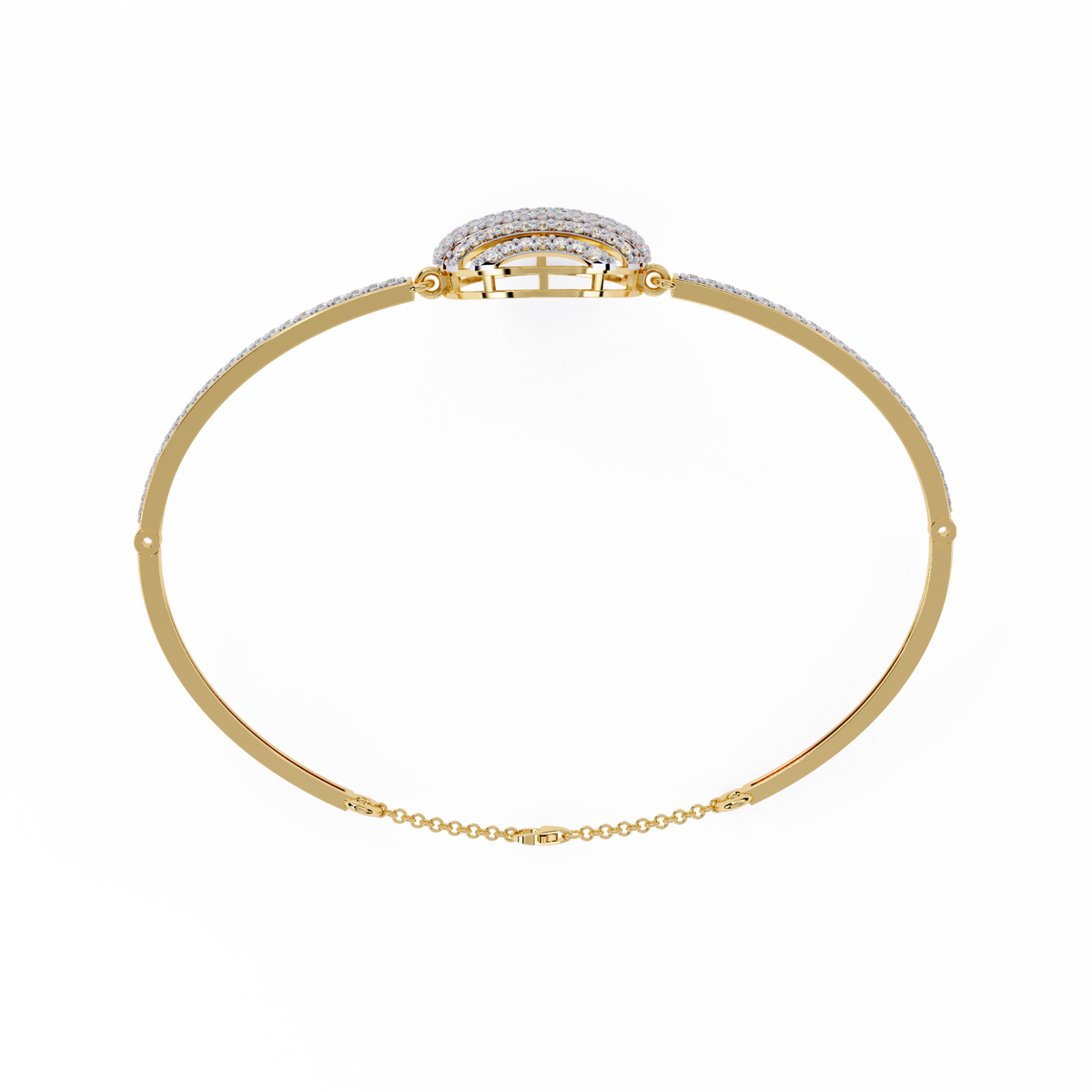 Round Lab Diamond Celestial Sphere Pave Centerpiece Bangle Bracelet - View 5