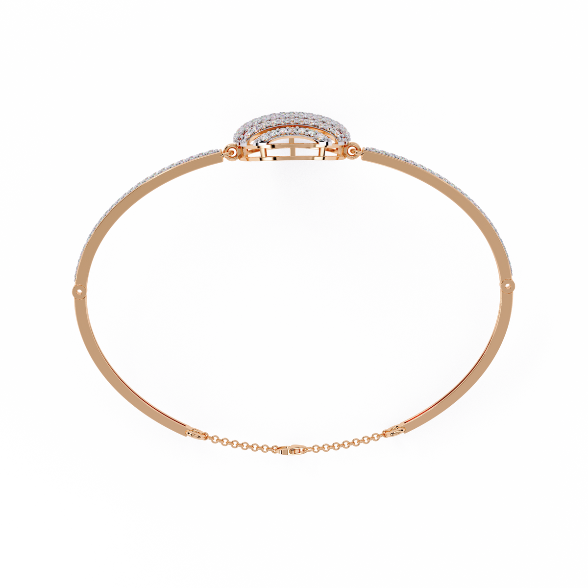 Round Lab Diamond Celestial Sphere Pave Centerpiece Bangle Bracelet - View 6