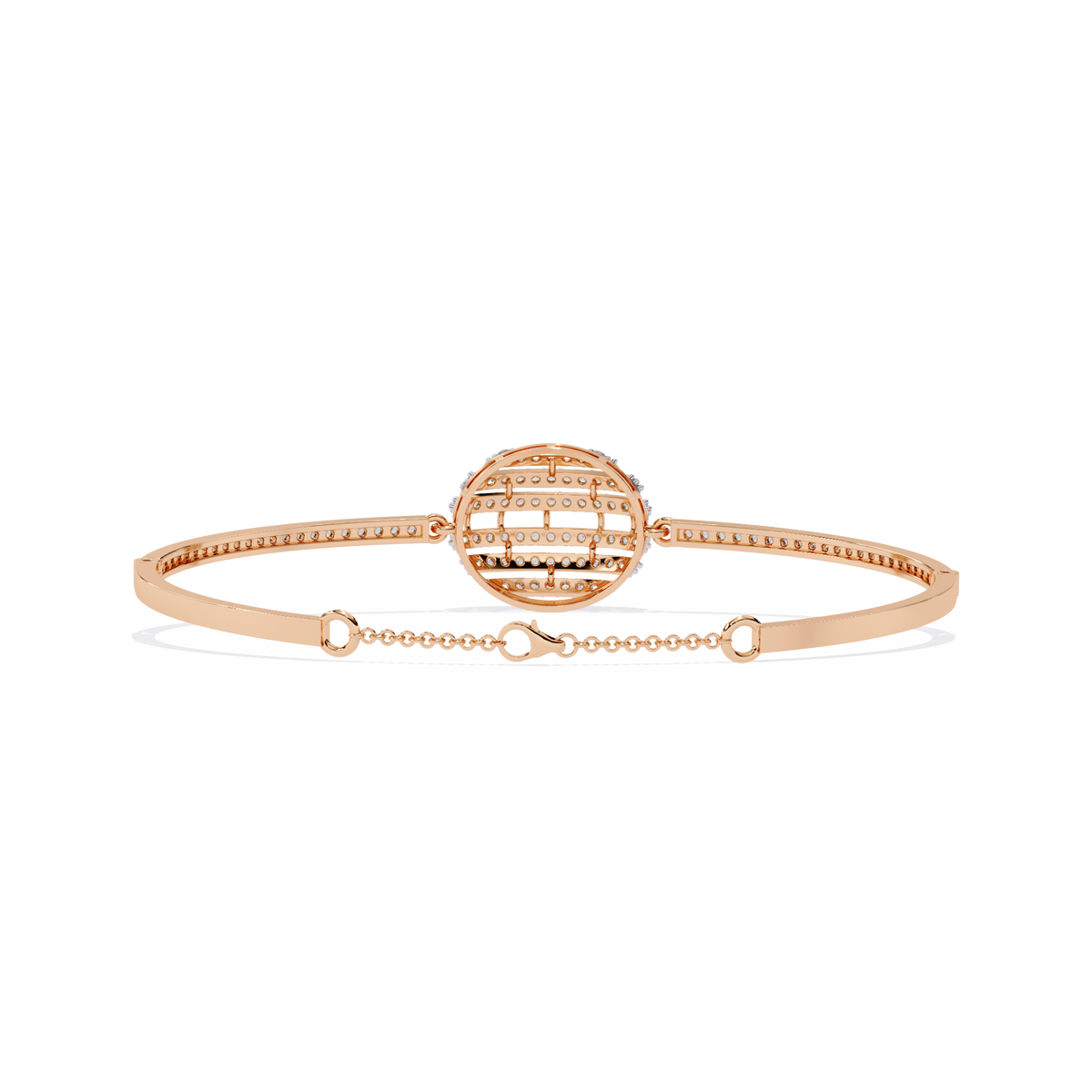 Round Lab Diamond Celestial Sphere Pave Centerpiece Bangle Bracelet - View 9