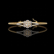 Round Lab Diamond Floral Clover Halo Hinged Bangle Bracelet