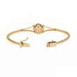 Round Lab Diamond Floral Clover Halo Hinged Bangle Bracelet - View 8