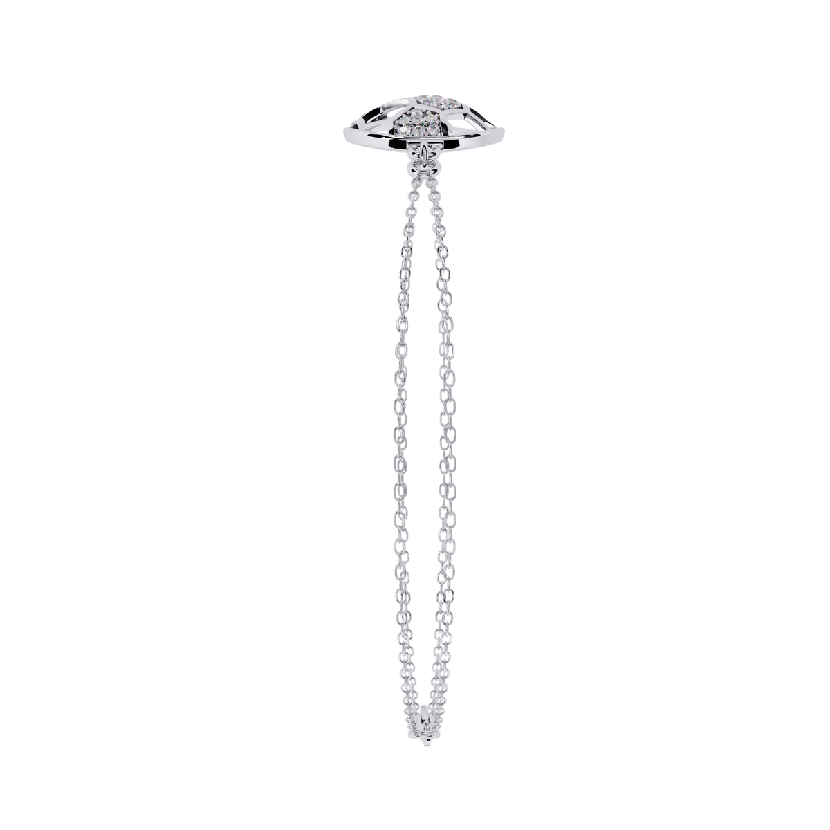 Round Lab Diamond Honeycomb Bracelet Double Cable Chain Design - View 4