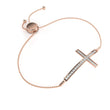 Round Lab Diamond Horizontal Cross Adjustable Bolo Bracelet - View 6