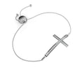 Round Lab Diamond Horizontal Cross Adjustable Bolo Bracelet - View 7