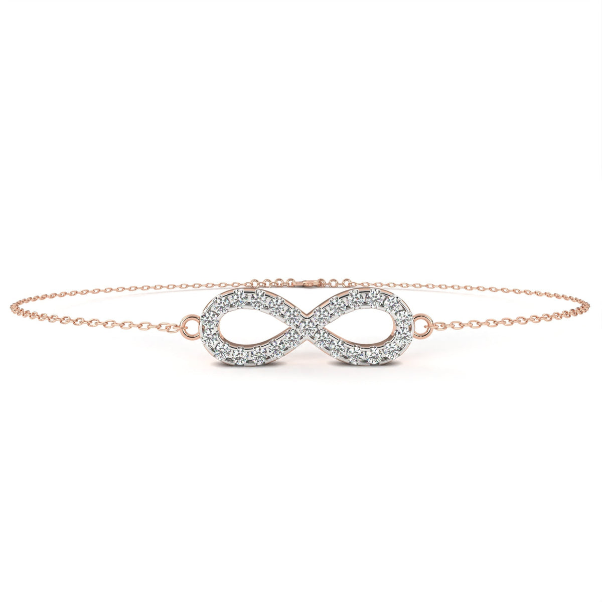 Round Lab Diamond Infinity Symbol Cable Chain Bracelet for Women - View 3