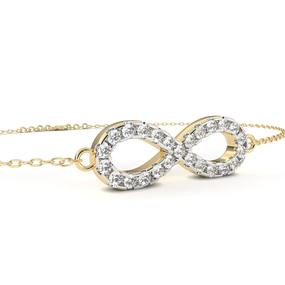 Round Lab Diamond Infinity Symbol Cable Chain Bracelet for Women - View 7