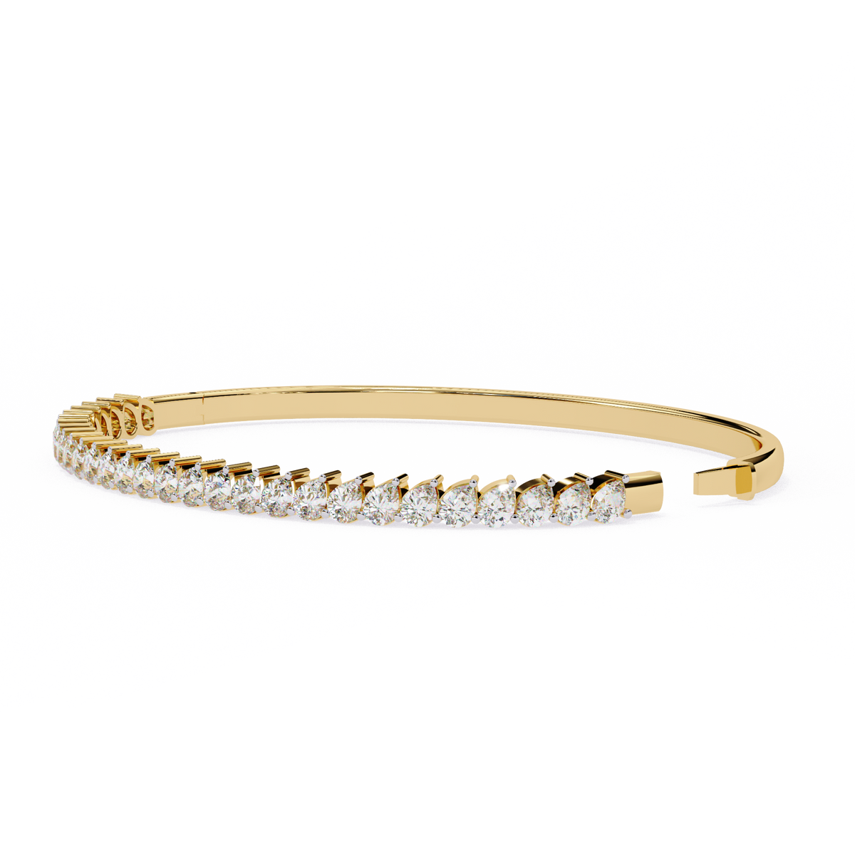 Round Lab Diamond Tennis Bangle Bracelet Prong Setting - View 2