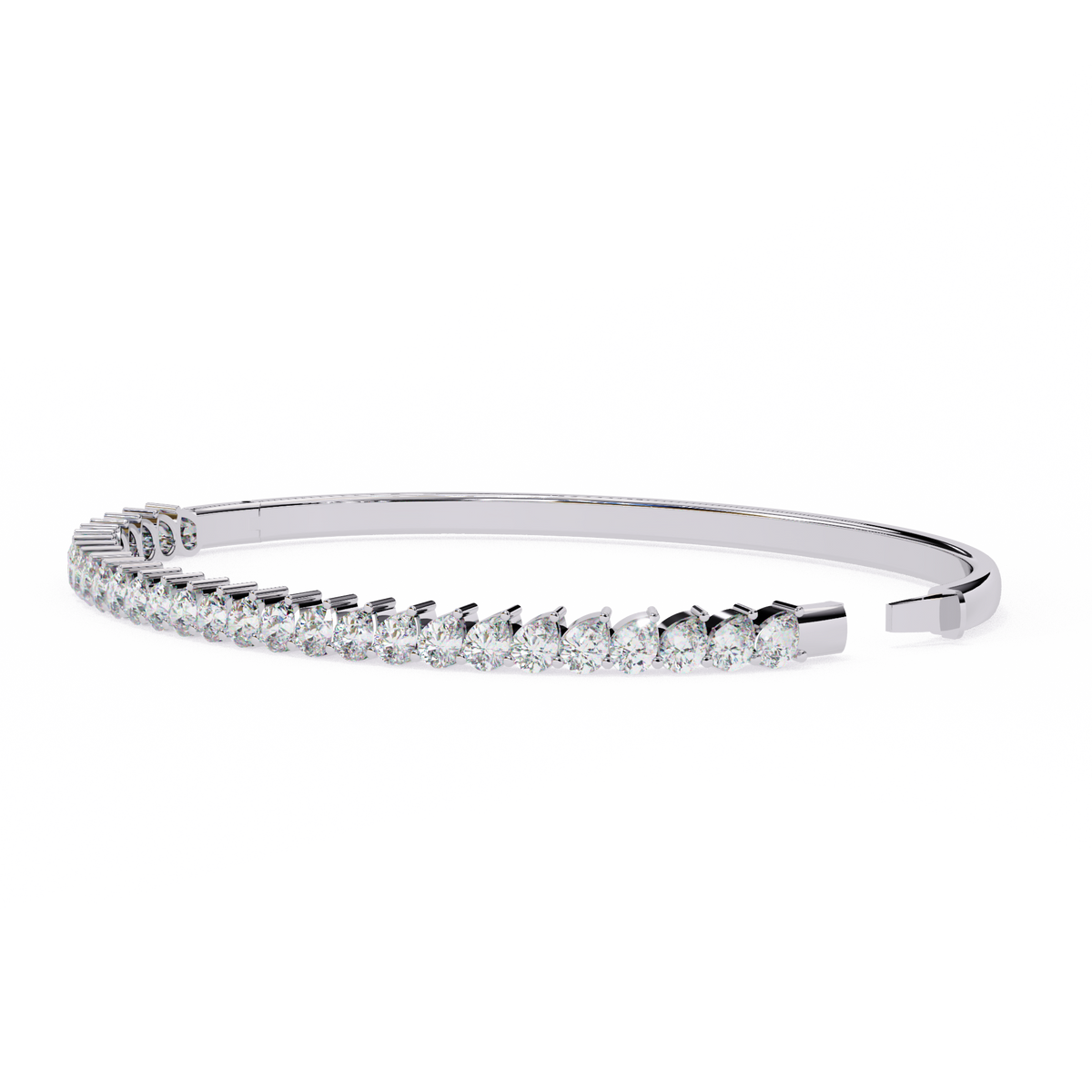 Round Lab Diamond Tennis Bangle Bracelet Prong Setting - View 4