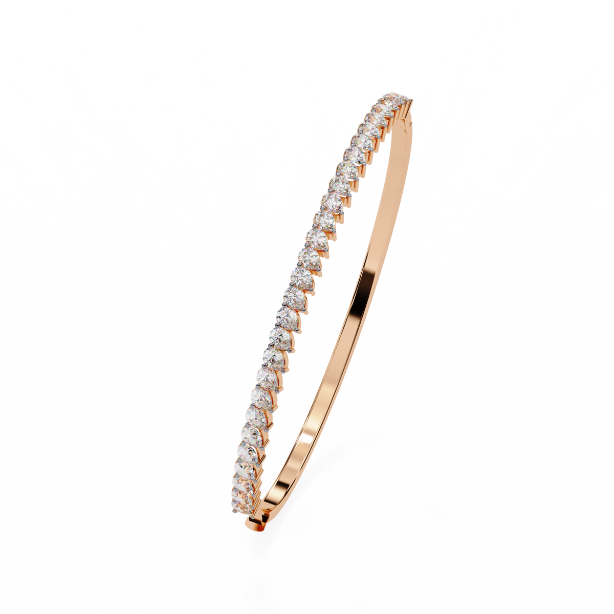 Round Lab Diamond Tennis Bangle Bracelet Prong Setting - View 7