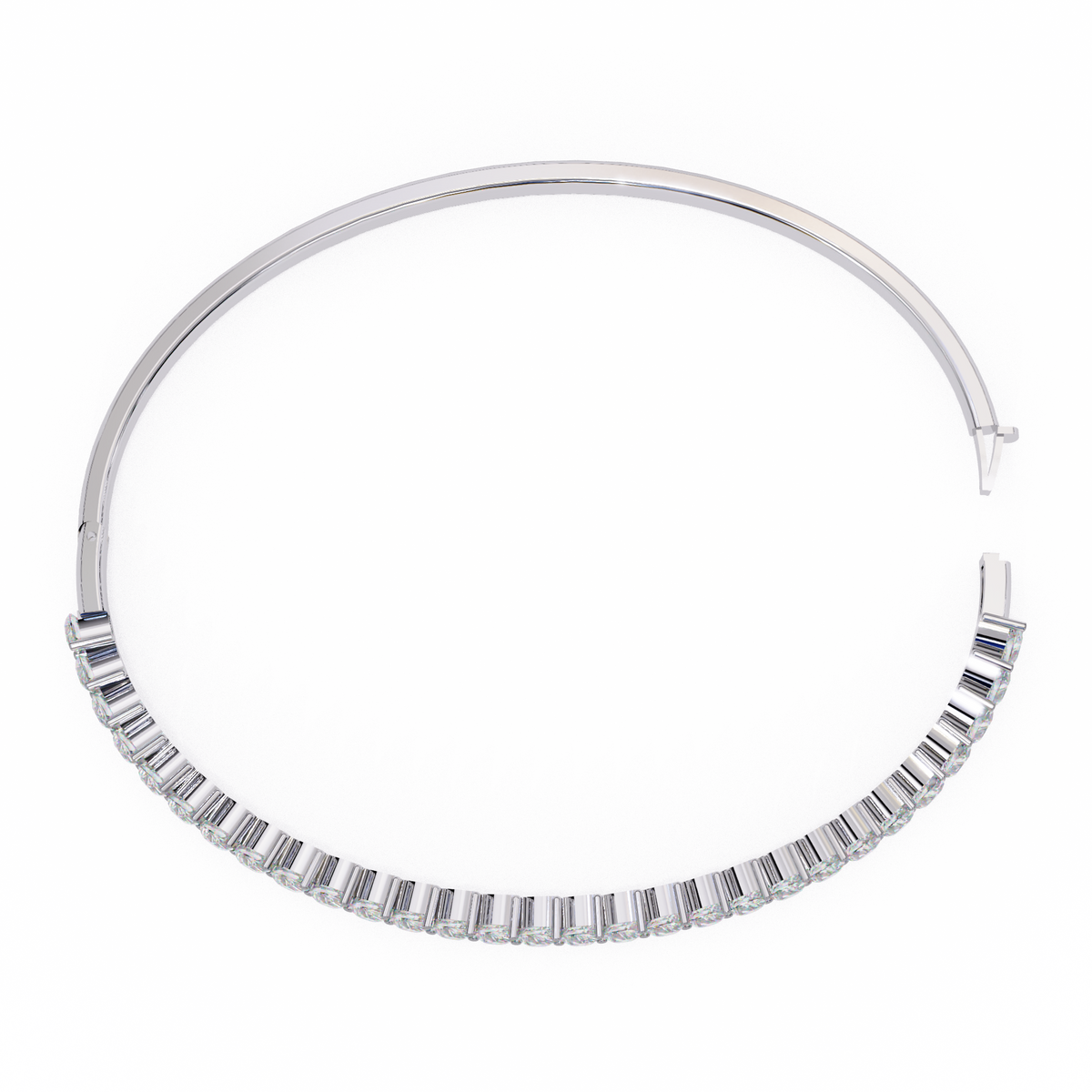 Round Lab Diamond Tennis Bangle Bracelet Prong Setting - View 9