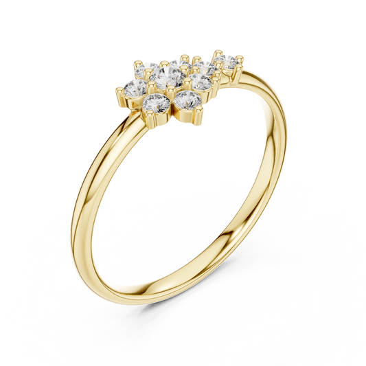 Round Moissanite Diamond Brilliant Floral Cluster Ring - View 2