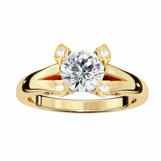 Solitaire Round Cut Lab Diamond Engagement Ring For Women - View 2