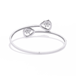 Round Shape Lab Diamond Open Cuff Bangle Bracelet Pave Accents - View 7