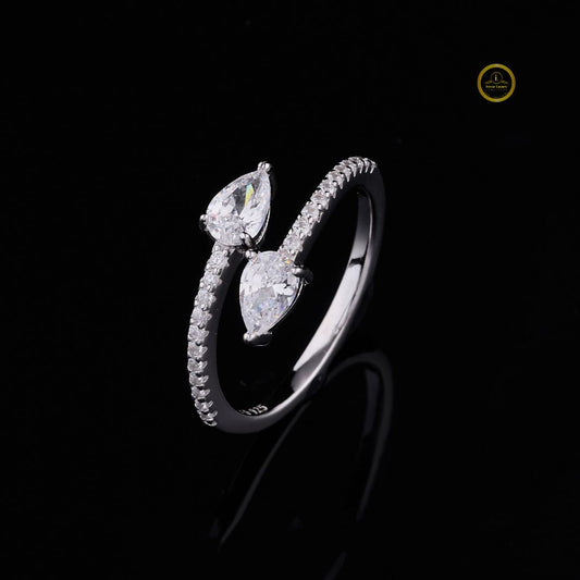Toi et Moi Cut Lab Diamond Bypass Delicate Ring - View 2