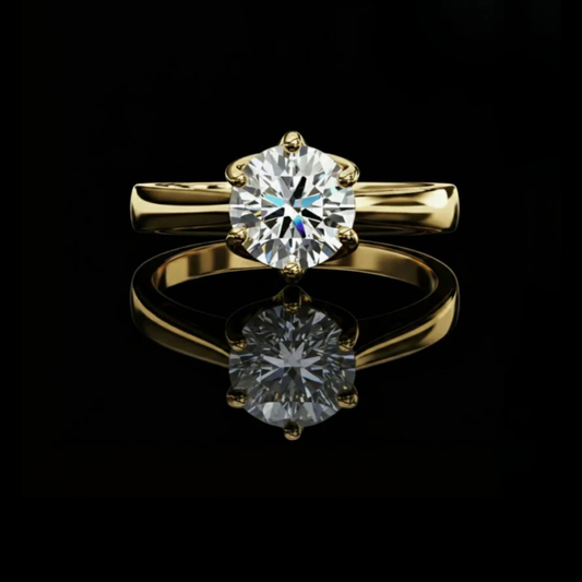 Round Cut Lab Diamond Cathedral Solitaire Ring With Hidden Accents