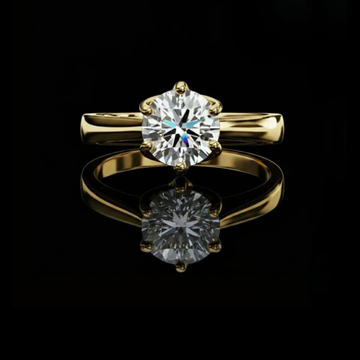 Round Cut Moissanite Diamond Cathedral Solitaire Ring With Hidden Accents