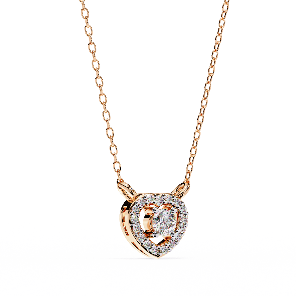 Heart Shape Halo Pendant with Round Lab Grown Diamond - View 6