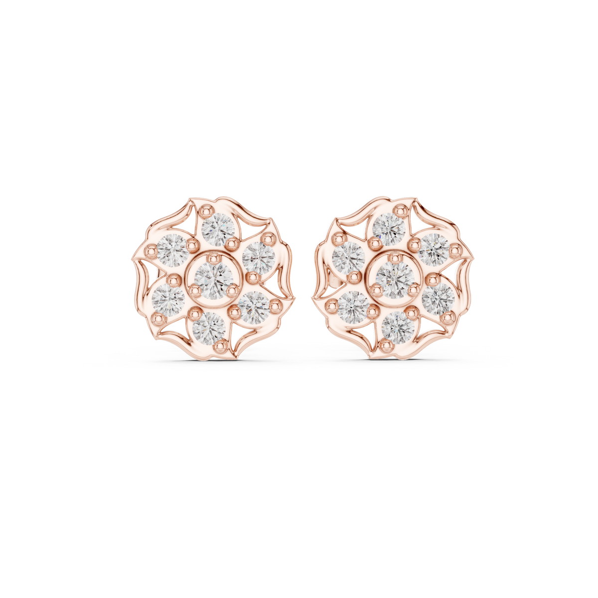 Infinity Twist Round Brilliant Cut Lab Diamond Stud Earrings Interlocking Loop - View 2