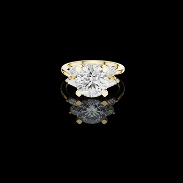 Round Brilliant Moissanite Diamond Ring with Side Stones
