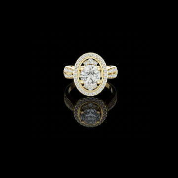 Round Cut Halo Lab Diamond Double Shank Diamond Engagement Ring