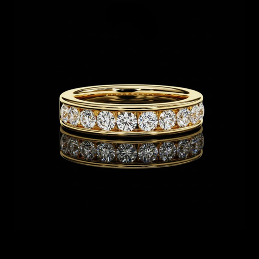 Round Cut Brilliant Channel Set Lab Diamond Wedding Band Ring