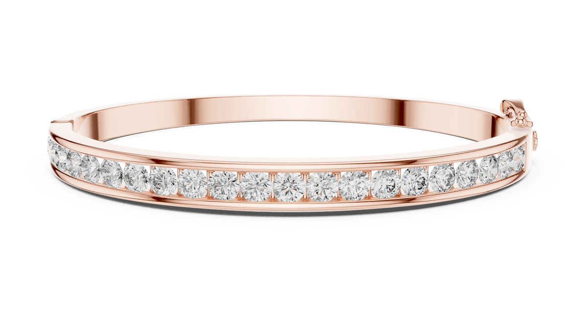 Round Cut Moissanite Diamond Hinged Bangle with Channel Setting - View 2