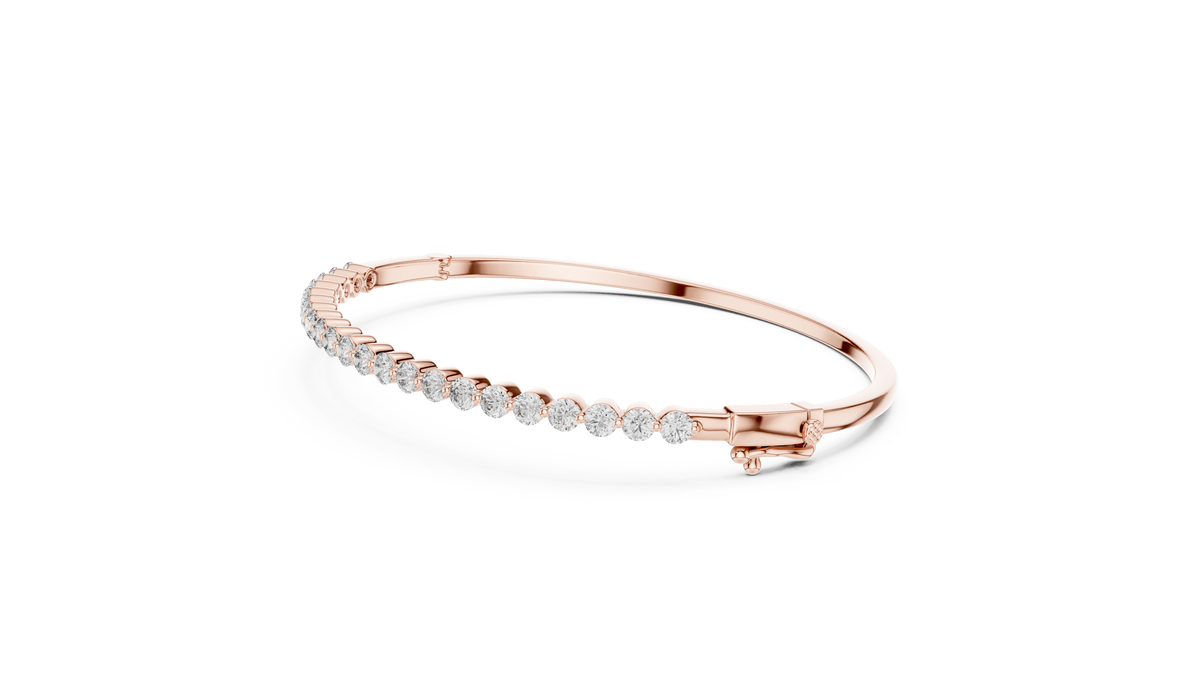 Slim Round Moissanite Diamond Hinged Bangle Bracelet for Women - View 5