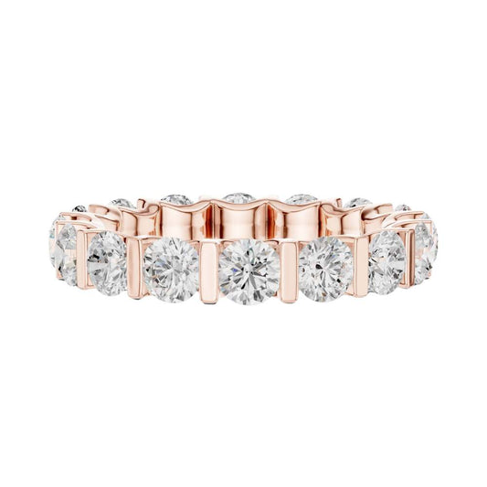 Round Brilliant Cut Moissanite Diamond U Prong Eternity Band Ring - View 2