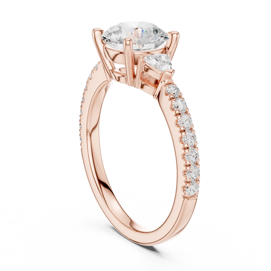 Round Cut Moissanite Diamond With Side Stone Pave Setting Ring - View 2