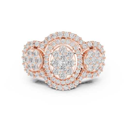 Triple Halo Lab Grown Diamond Cluster Statement Ring - View 2