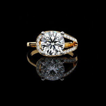 Round Lab Diamond Wedding Ring For Her With Split Pave Band