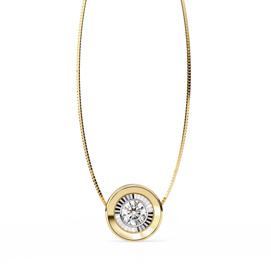 Round Moissanite Diamond Miracle Plate Bezel Set Circular Pendant - View 2