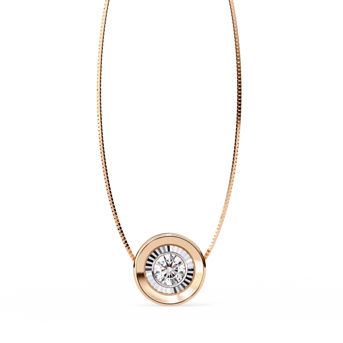 Round Moissanite Diamond Miracle Plate Bezel Set Circular Pendant - View 3