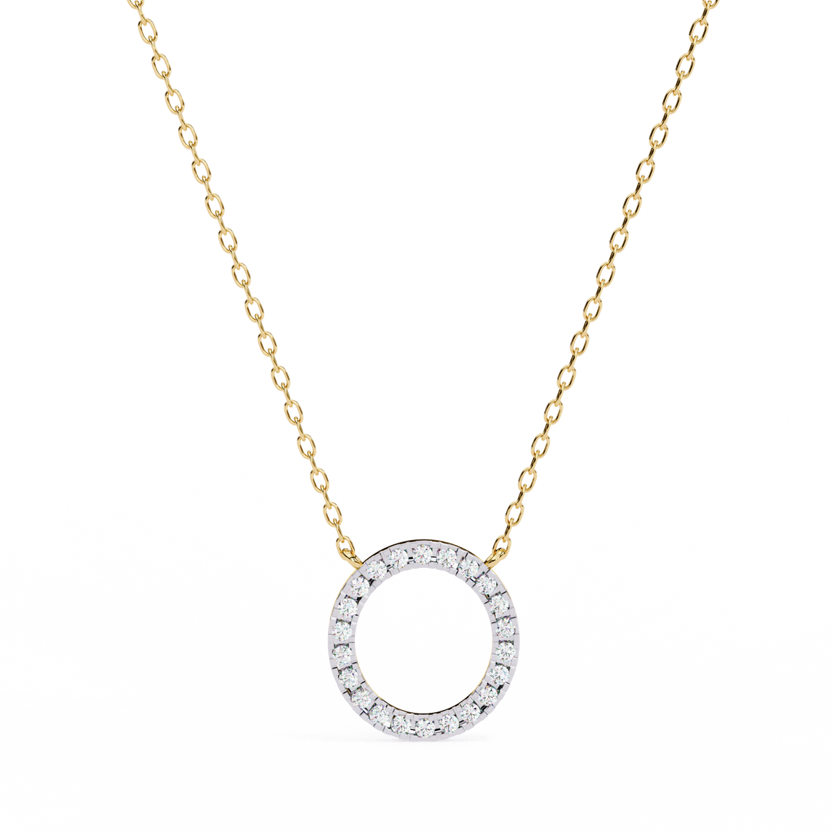 Round Cut Moissanite Diamond Open Circle Halo Pendant - View 2