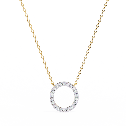 Round Cut Moissanite Diamond Open Circle Halo Pendant - View 2