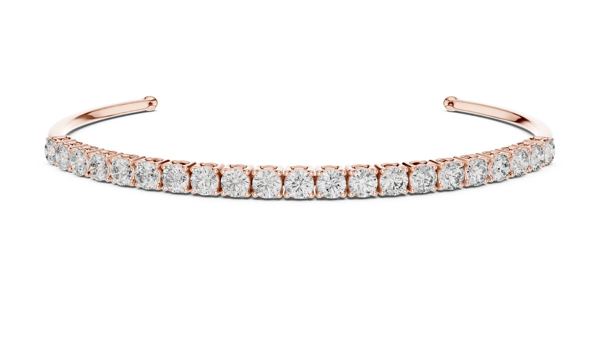 Open Cuff Round Moissanite Diamond Bracelet for Women - View 2