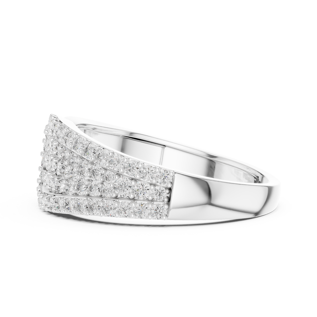 Round Cut Moissanite Diamond Men's Oval Shield Pave Accent Wedding Ring - View 12