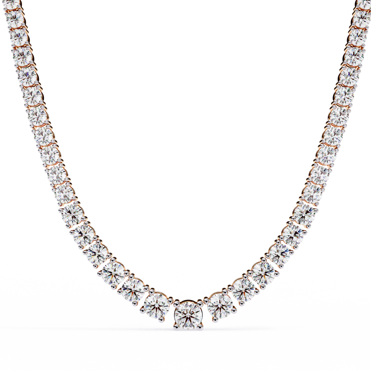 Round Cut Lab Grown Diamond Tennis V Necklace - View 2