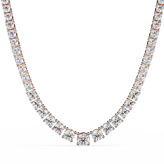 Round Cut Moissanite Diamond Tennis V Necklace - View 2