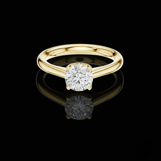 Round Cut Lab Diamond Solitaire Ring Four Prong Tulip Basket Setting