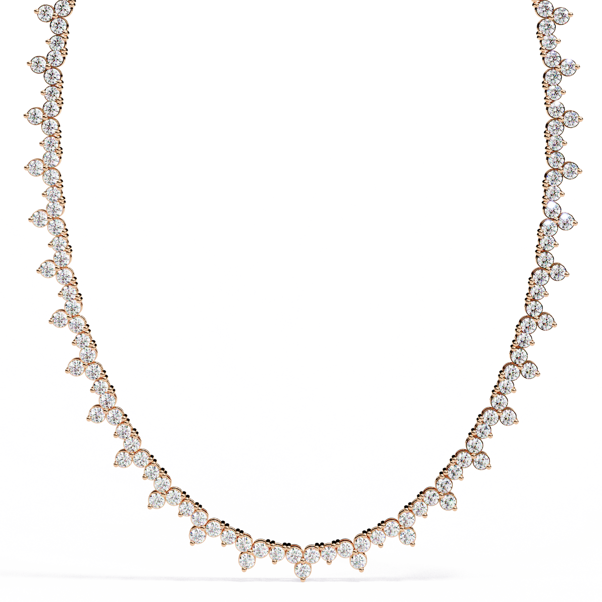 Round Cut Lab Grown Diamond Station Tennis Necklace - View 2