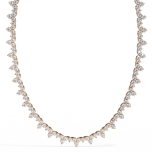 Round Cut Moissanite Diamond Station Tennis Necklace - View 2