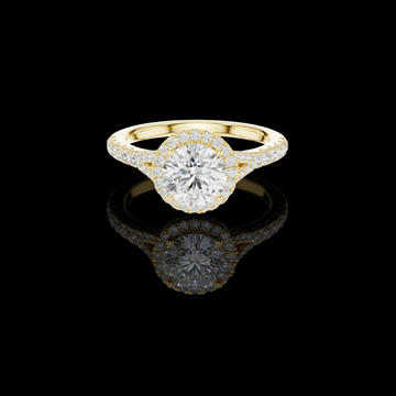 Round Halo Lab Grown Diamond with Pave  Band Ring