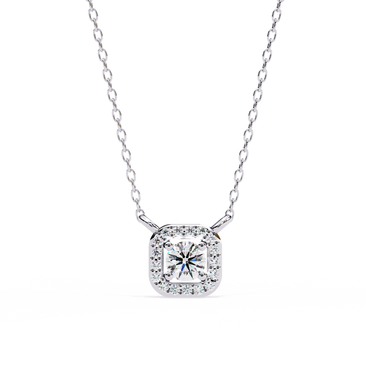 Square Rounded Silhouette Pendant with Round Lab Grown Diamond - View 4