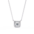 Square Rounded Silhouette Pendant with Round Moissanite Diamond - View 4