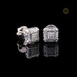 Cluster Round Cut Lab Diamond Stud Earrings Pave Square Design - View 3