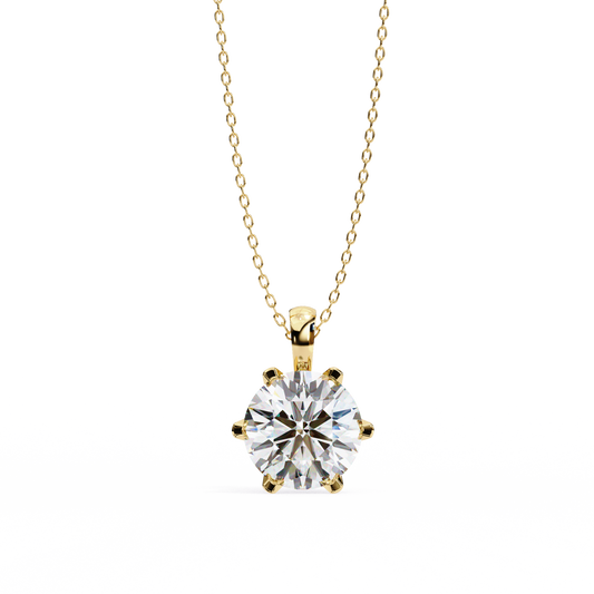 Round Moissanite Diamond Solitaire Pendant with Six Prong Setting - View 2